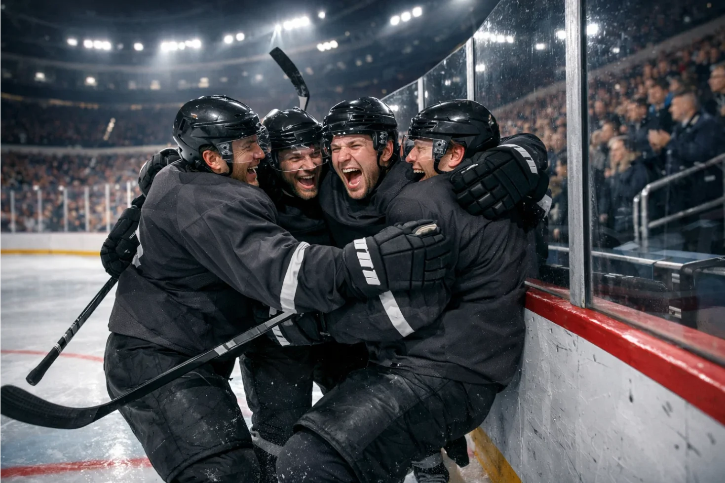 Kleineres Eishockeyteam feiert einen überraschenden Sieg